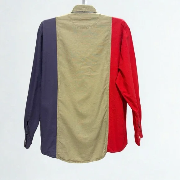 Vintage 90s County Seat JeansWear Men's Button Down Oversized Color Block Medium - Picture 4 of 11